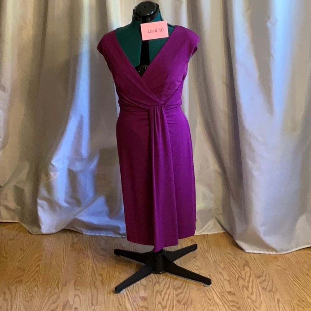 CONNECTED APPARELsize 6 dress in plum purple with front pleat